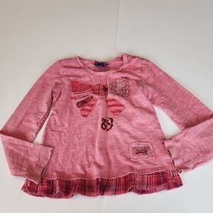 Naartjie size 5 girls long sleeve shirt plaid ruffle
